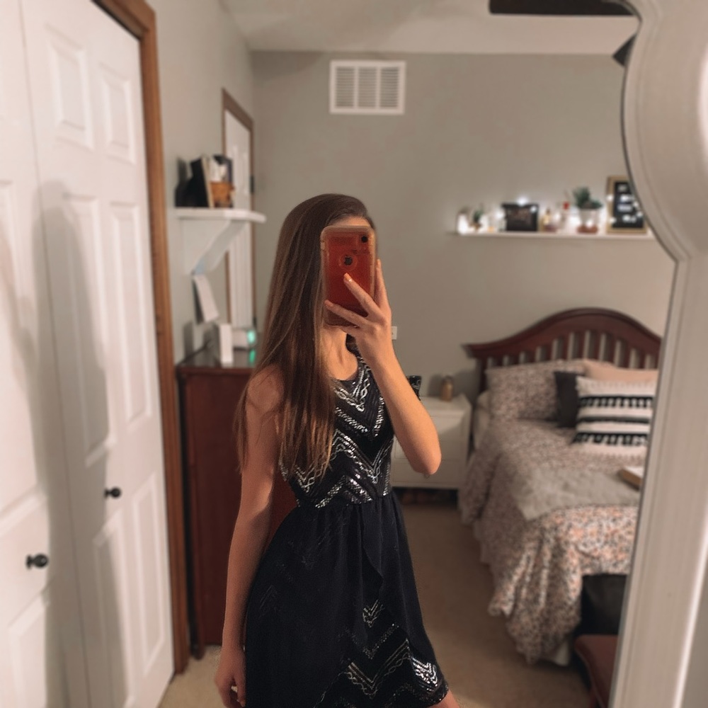 Navy Blue Sequin Dress